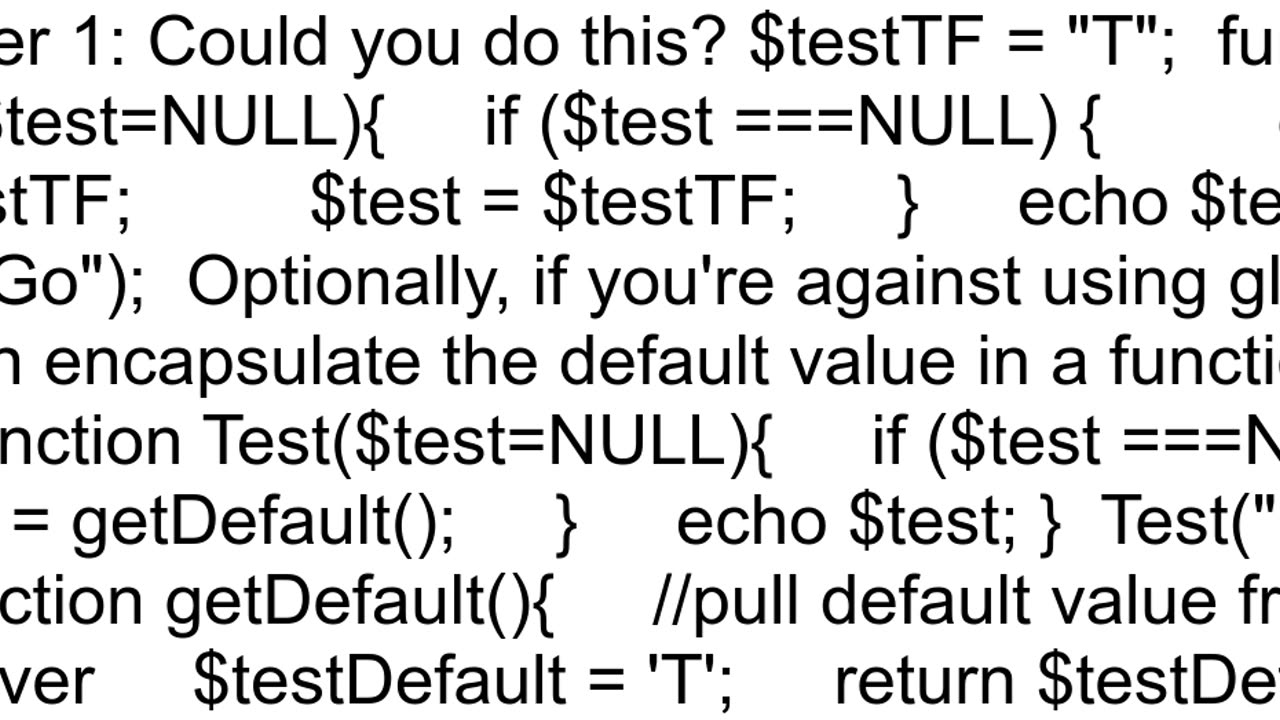 How to set a PHP function39s param to a variable as the default value