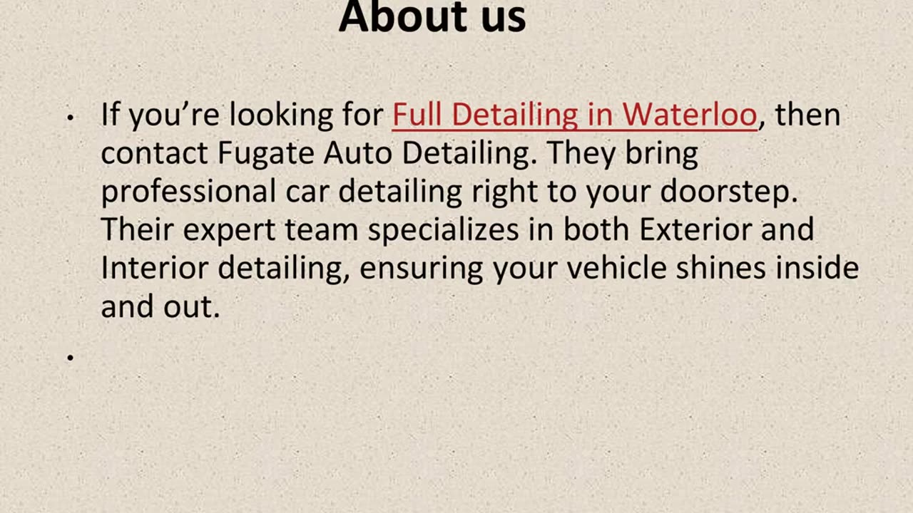 Get The Best Full Detailing in Waterloo.