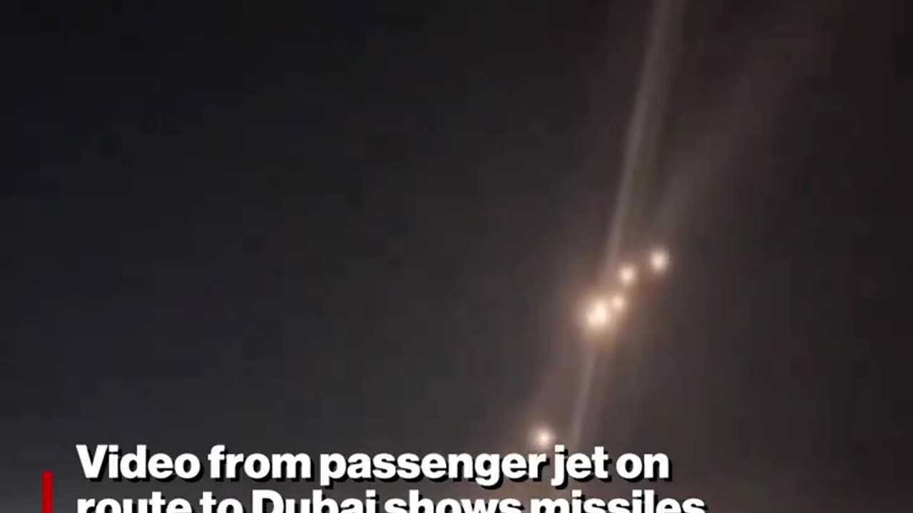 Video from passenger jet on route to Dubai, shows missiles firing out of Iran towards Israel