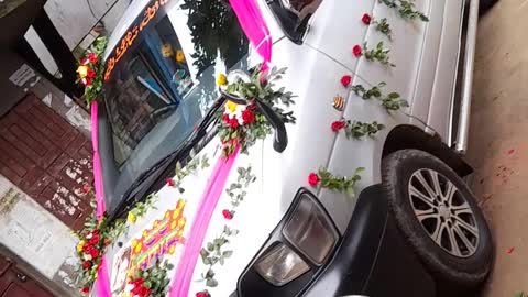 Nice weading car in the marriage day at the whole country