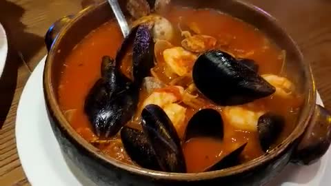 Spanish seafood soup 'Zarzuela'