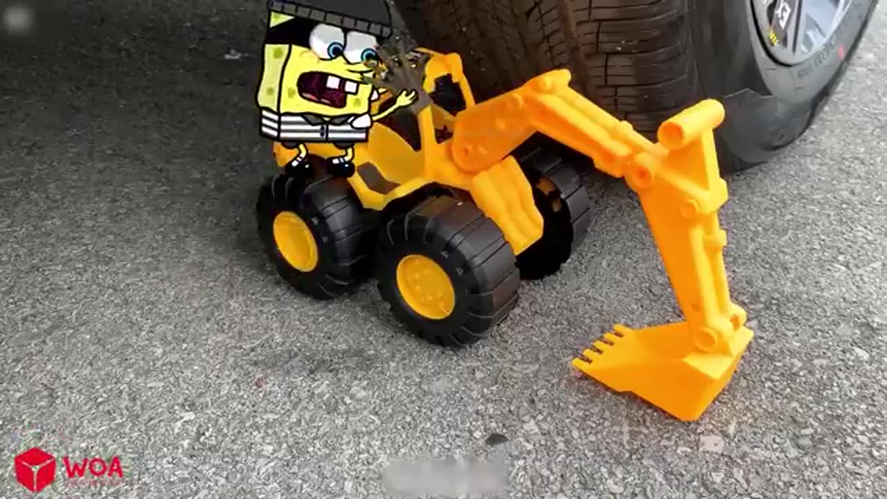 My Son !! Car crushing Spongebob Mommy vs Spongebob Baby 🚓 Crushing Crunchy & Soft Things