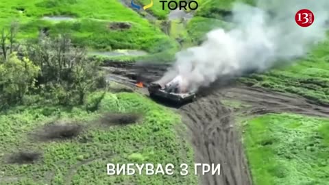 Russian armored vehicles advancing with Russian soldiers on board, were targeted by kamikaze drone