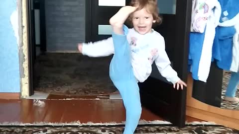 Funny fall of cute baby