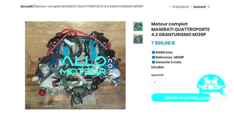 ALLOMOTEUR.COM - Moteur complet MASERATI QUATTROPORTE 4.2 GRANTURISMO M139P