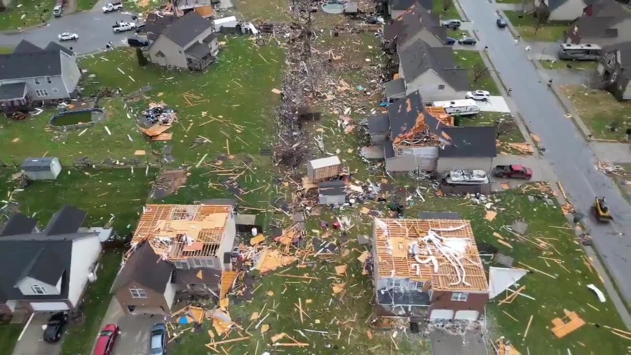 Drone footage showing the destruction in Clarksville, TN