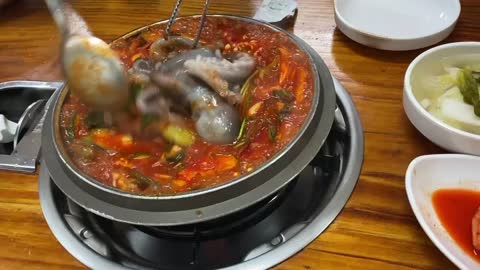 Korea food. Spicy optopus.