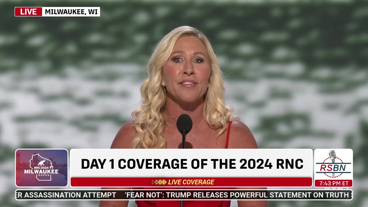 WATCH: Rep. Marjorie Taylor Greene Speaks at 2024 RNC in Milwaukee, WI - 7/15/2024