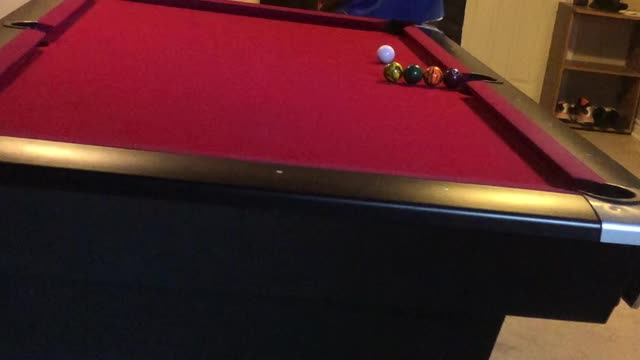 pool trick shot 4balls pocketed with one shot
