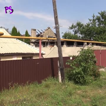 Houses are damaged following shelling by Ukrainian military. The city was attacked using BM-21