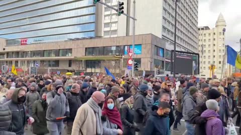 Brussels - Citizens storm the streets today protesting for Freedom against tyranny & Mandates