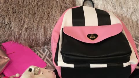 What's in my Betsey Johnson Adorable Pink Backpack Purse Bag