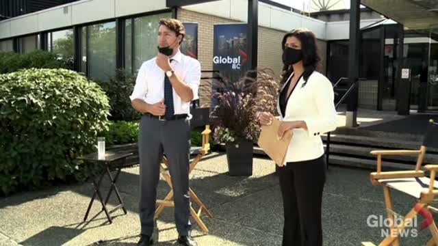 Trudeau heckled again while "we're not gonna take it" plays