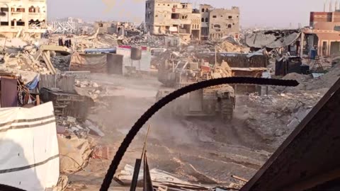 Mujahideen of the Al-Qassam Brigades confronting enemy vehicles