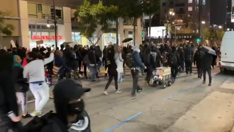 Antifa Riots In Streets of Los Angeles Overnight Smashing up Businesses & Property. #AntifaRiots