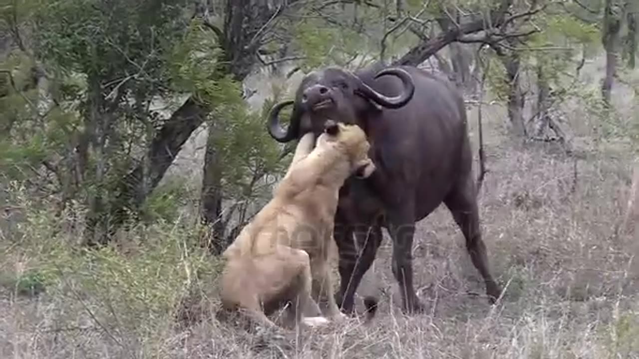 2 lions are trying to hunt