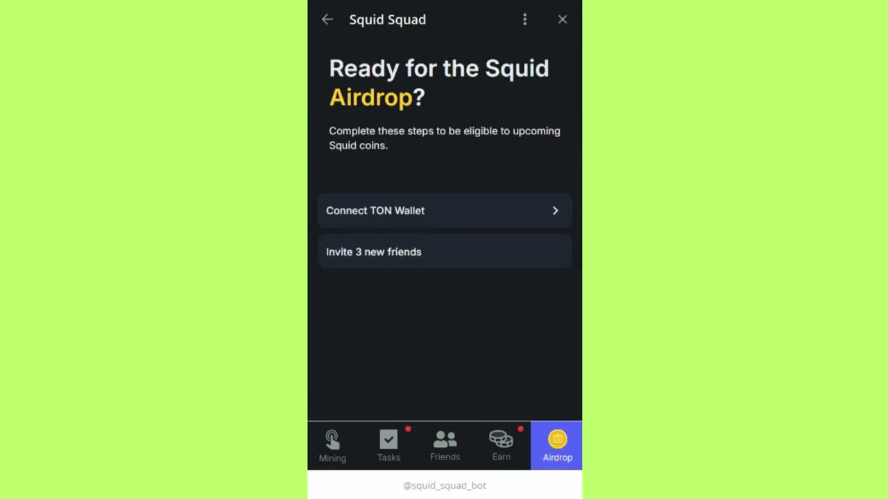 new mining mini app bot telegram squid squad