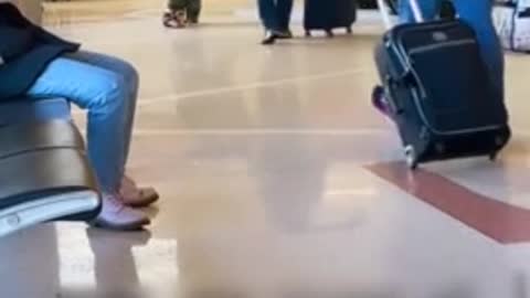 Fed-up mom literally drags her kid through the airport