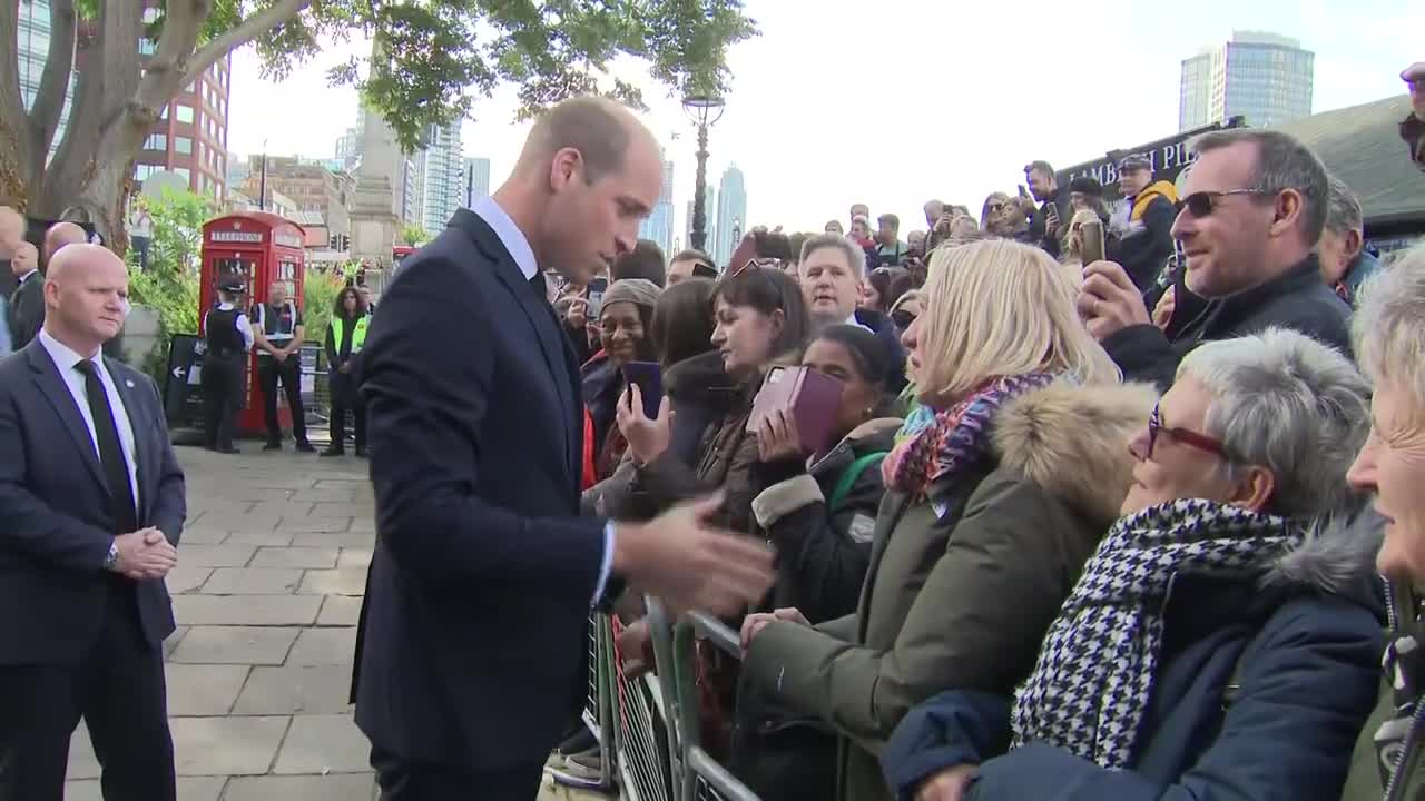 King and Prince of Wales Meet People in Lying-in-State Queue