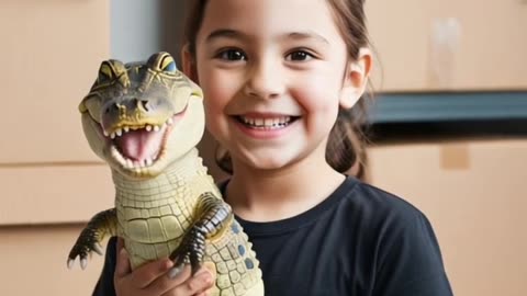 Cutest Duo Ever! 🐊💖 Little Girl and Her Baby Croc BFF 😍