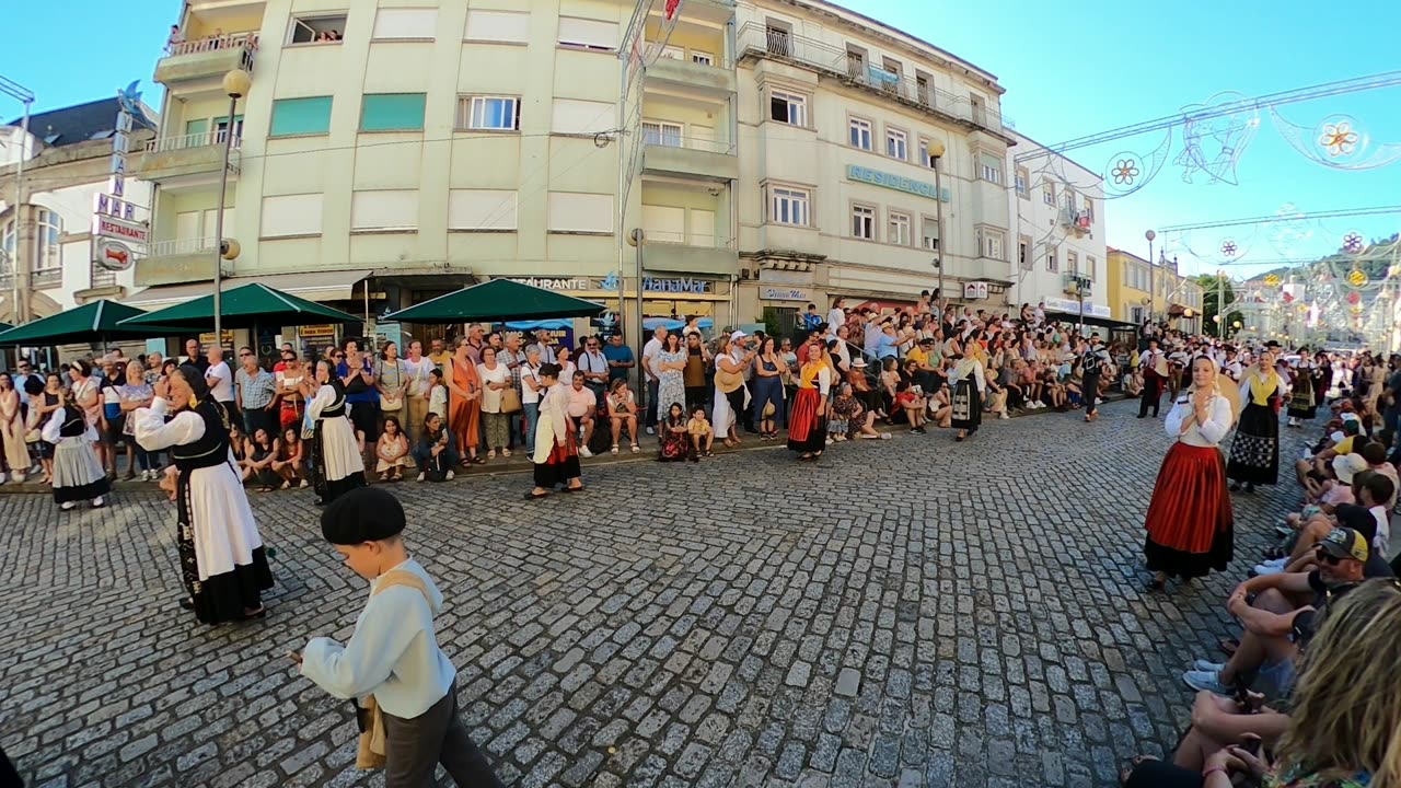 The Parade of Folklore Groups and Drum Bands during Festas d'Agonia in Viana do Castelo, Portugal