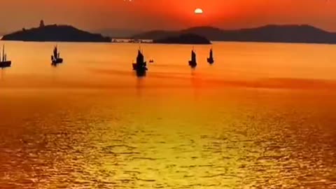 Beautiful sunset ship