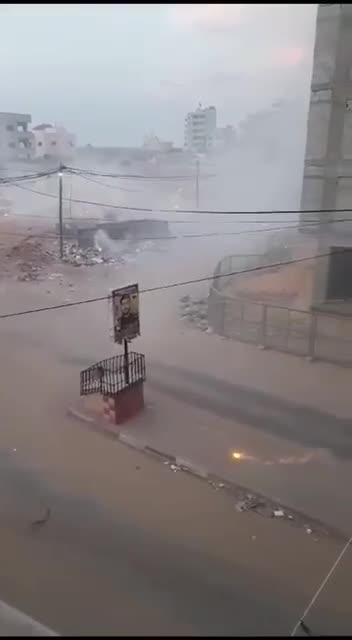 Isreali munitions strikes in Gaza have red tint