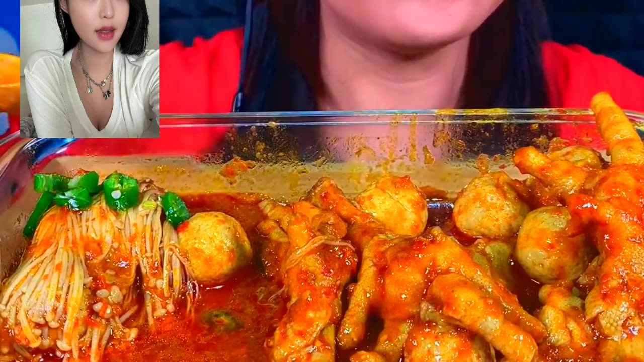 SPICY MEATBALL CHICKEN FEET ENOKI MASSIVE #eating #food #cooking #reels #trend #fyp #asmr (1)