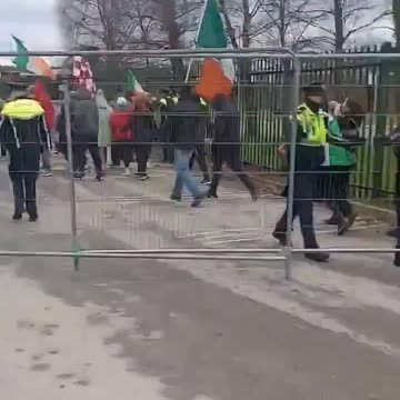 Athlone Protesters opposed to mass illegal immigration into Ireland pass Gardai