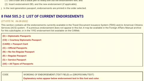 Passport card endorsements