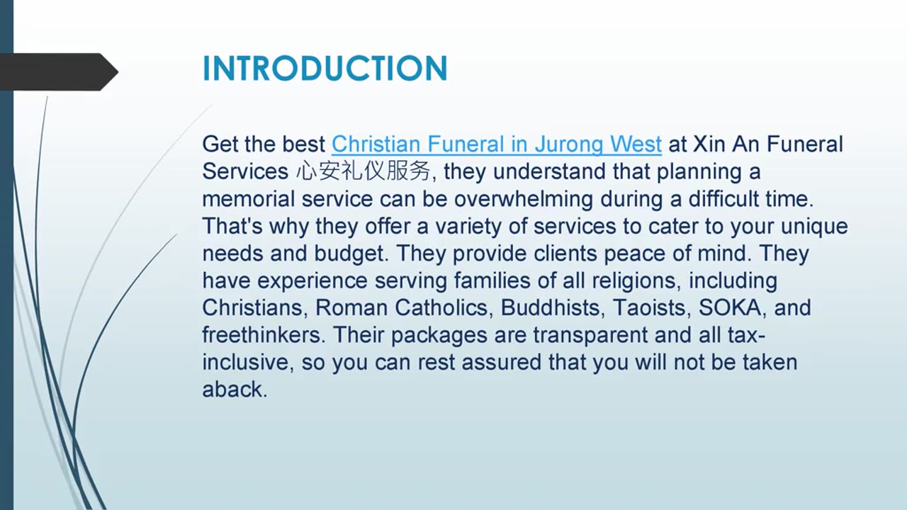 Get the best Christian Funeral in Jurong West