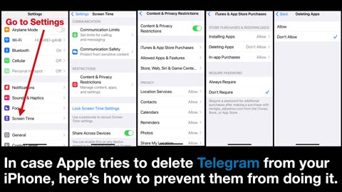 Iphone Settings to prevent Apple from deleting Telegram