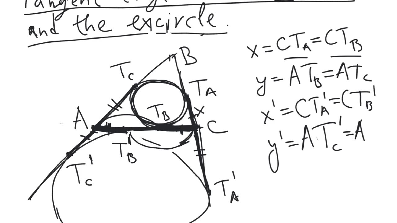 Tangent lengths to the incircle and the excircle | plane geometry | intermediate level