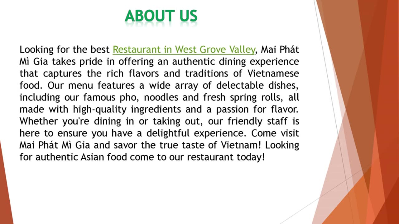 Looking for the best Restaurant in West Grove Valley