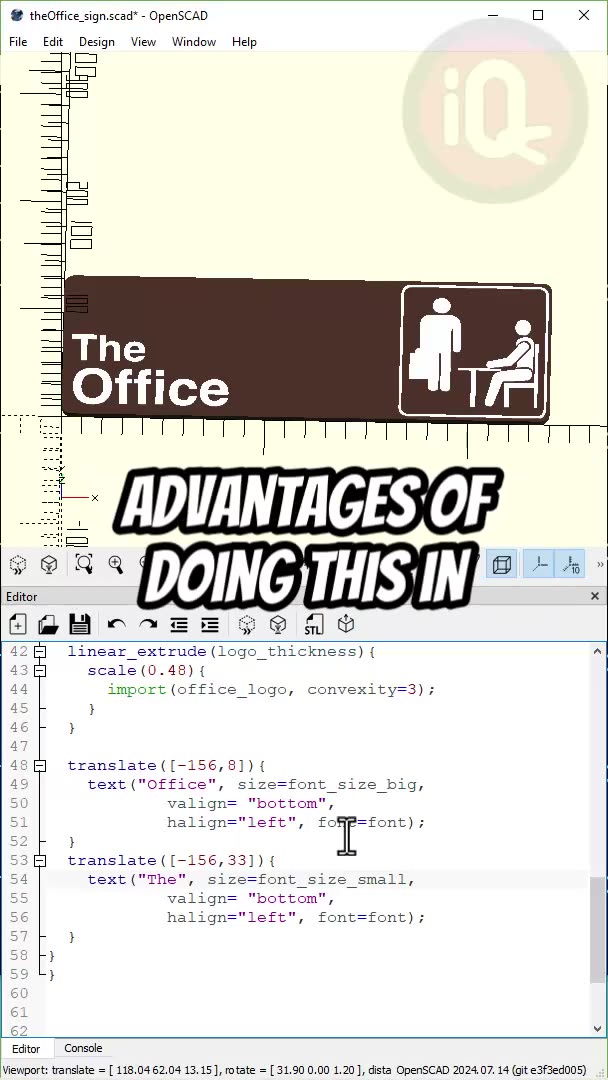 OpenScad: Make an office sign (from the office)