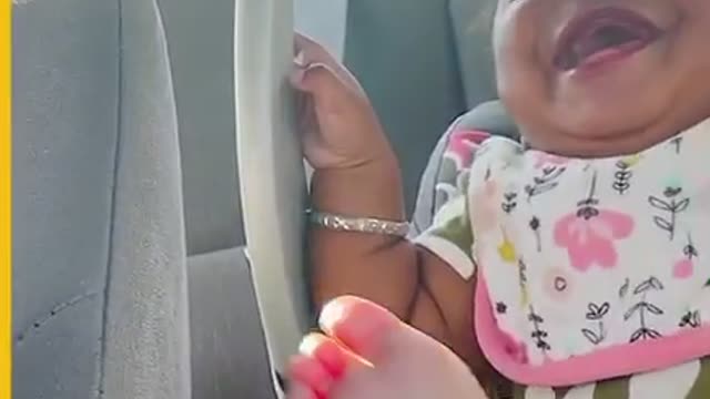 Precious little girl laughing at mommy when she tell her to sit back , so cute ☺️