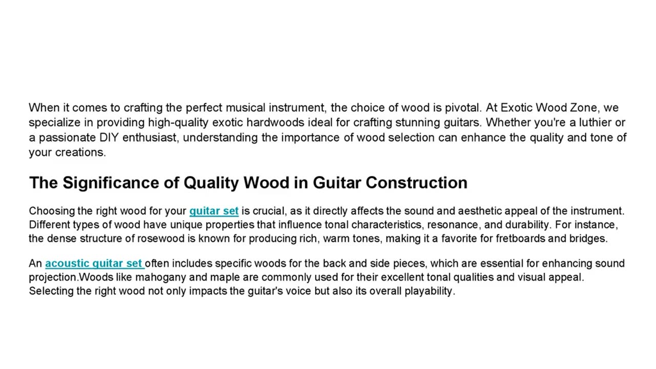 Exploring the World of Exotic Woods for Your Guitar Set