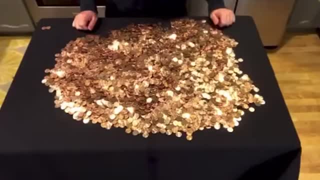 The Covid-19 Pandemic data visualised by using pennies