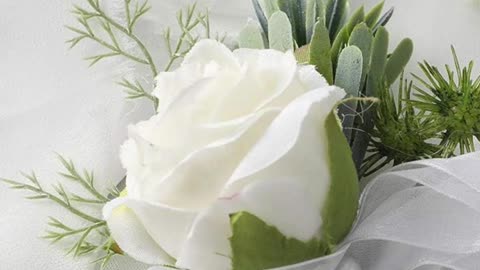 Floroom Ivory Rose Wrist Corsage Wristlet Band Bracelet