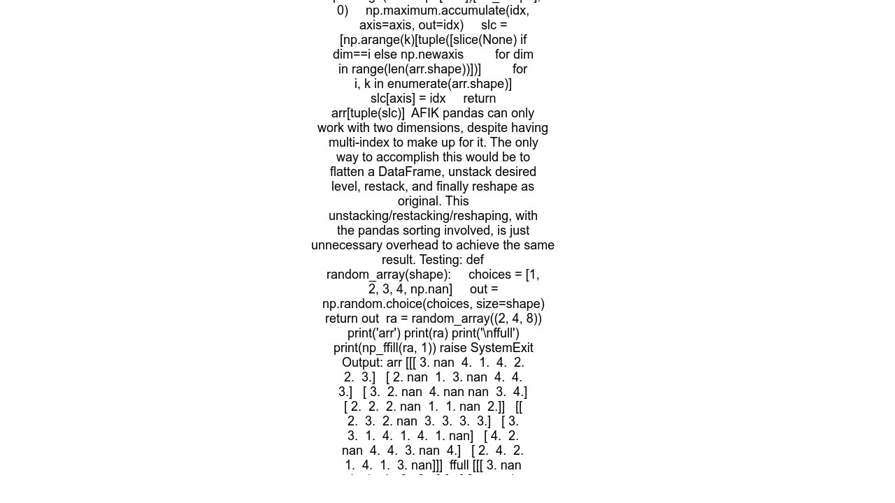 Most efficient way to forward-fill NaN values in numpy array