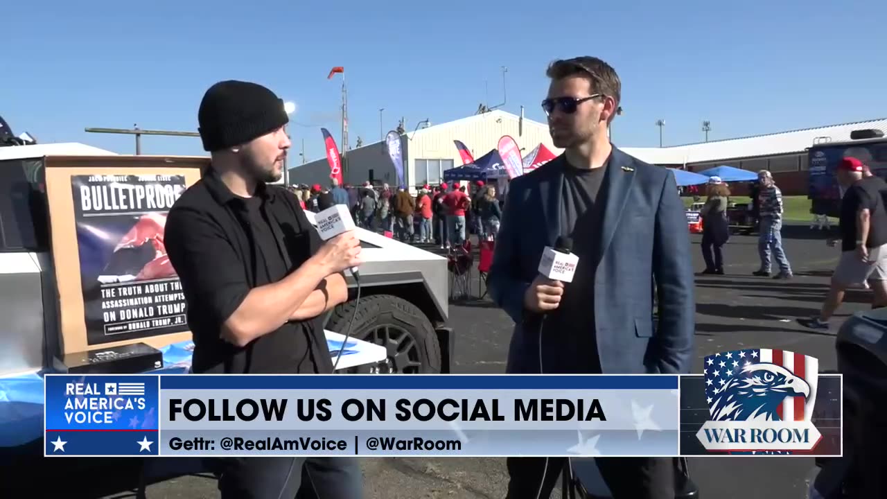 Jack Posobiec Hosts WarRoom Powered by Tim Pool’s Cybertruck at Trump Rally in Butler, PA