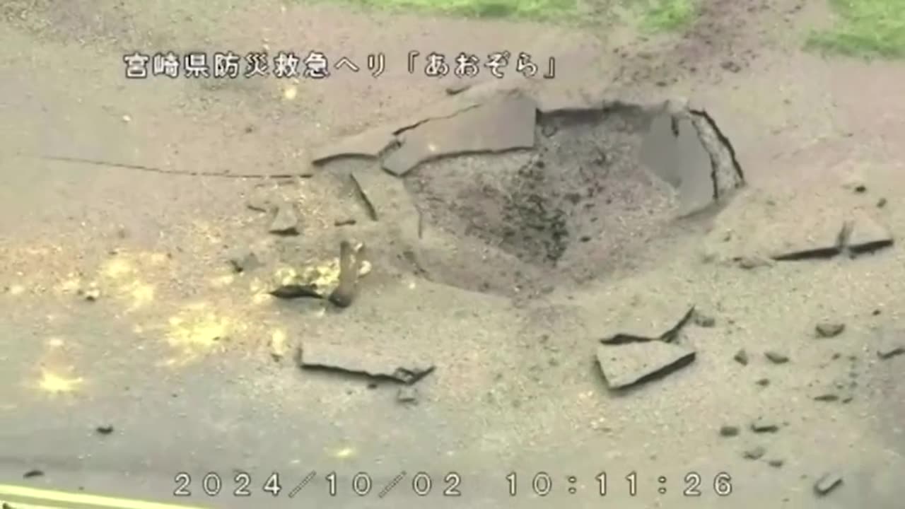 World War Two bomb explodes near Japan airport runway.mp4