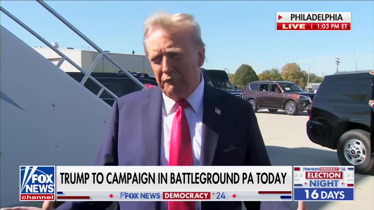 President Donald J. Trump on his way to McDonald's in Philadelphia to work