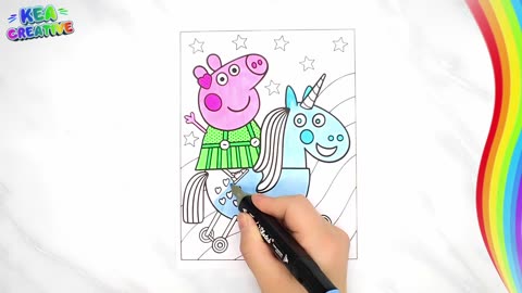 How To Color Peppa PIG - Magical Unicorn - @KeaCreative2