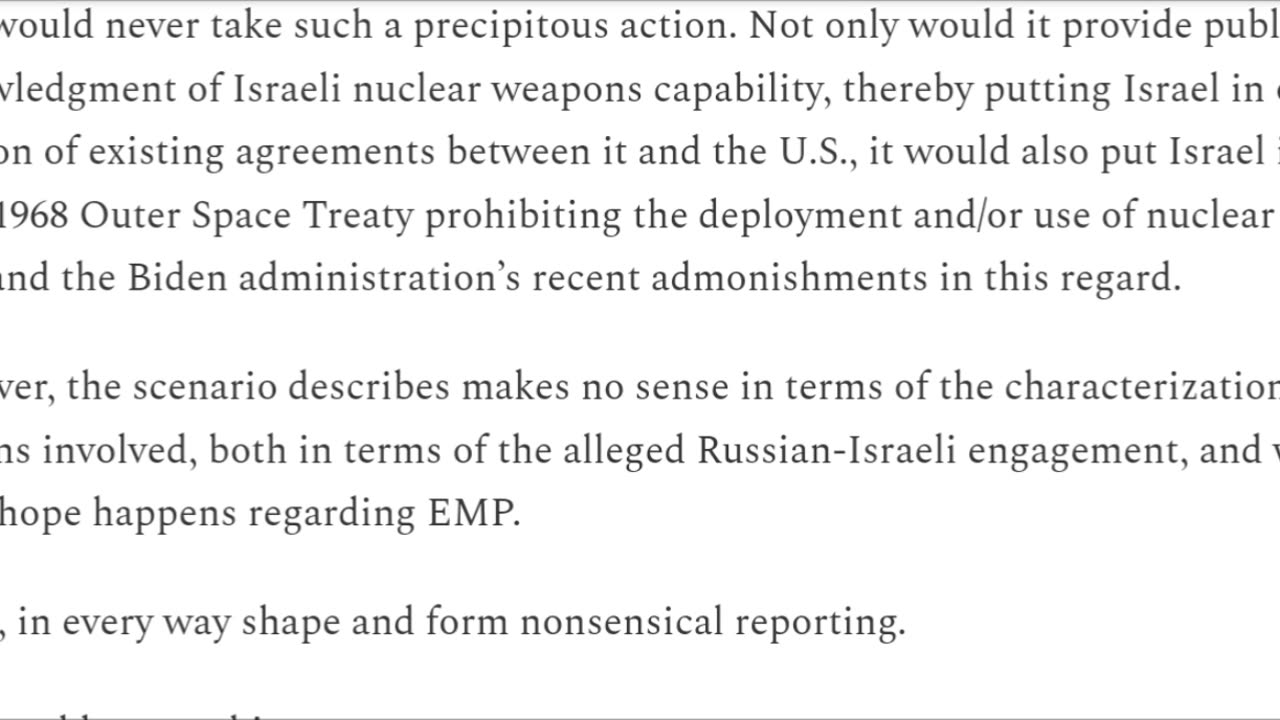 Pepe Escobar has written a post where he reports that an Israeli F-35 carrying a nuclear weapon...
