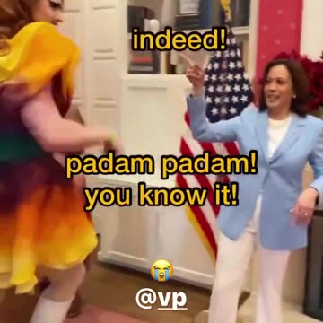 Harris gives high fives while Trump motorboats his face in a dudes fake breasts