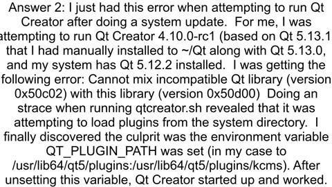 Cannot mix incompatible Qt library version 0x50501 with this library version 0x50201