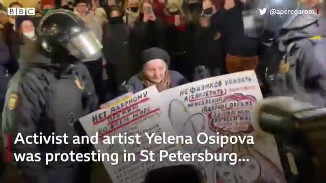 Pensioner arrested at antiwar protest in Russia BBC News