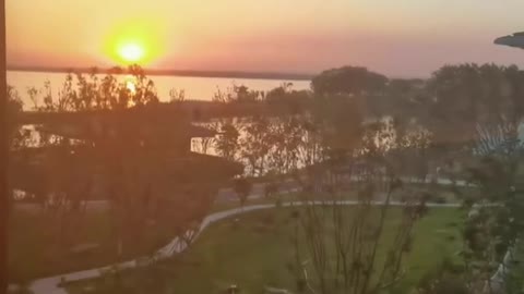 sunset outside the window