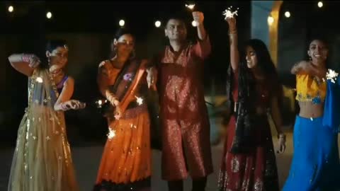 Many girls and boys celebration diwali